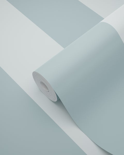 Vliestapete mit breiten Streifen in Hellblau und Cremeweiß