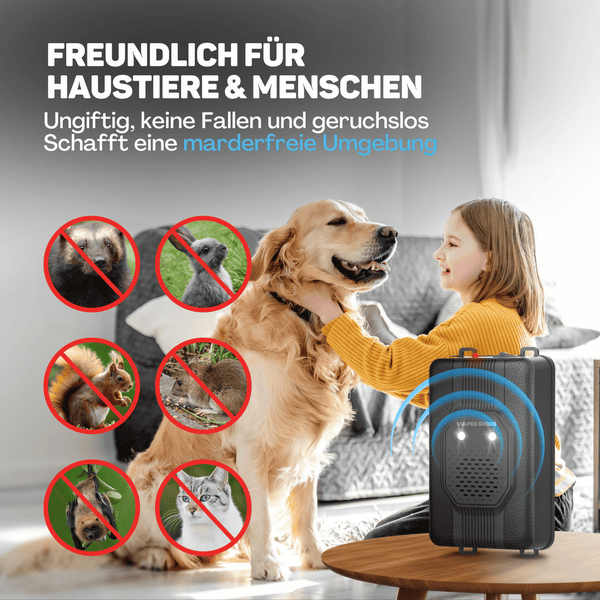 Vulpes Goods Marderabwehr  – Schädlingsabwehr – Multifunktionsset für Innen – Batteriebetrieben - 12V & Autobatterie