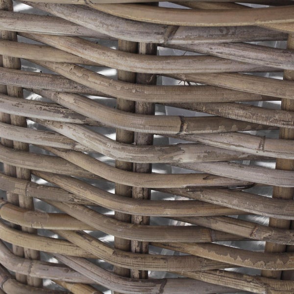 Dekoleidenschaft Pflanzkorb Koboo Grey aus Rattan, quadratisch, grau, klein, Blumentopf, Pflanzkübel, Pflanztopf für Draußen, Blumenkübel