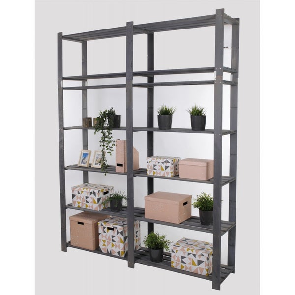 PROREGAL Holzregal Pinepeak HxBxT 220 x 170 x 38 cm 7 Fachboden 1,2 cm Dickes Kiefernholz Grau
