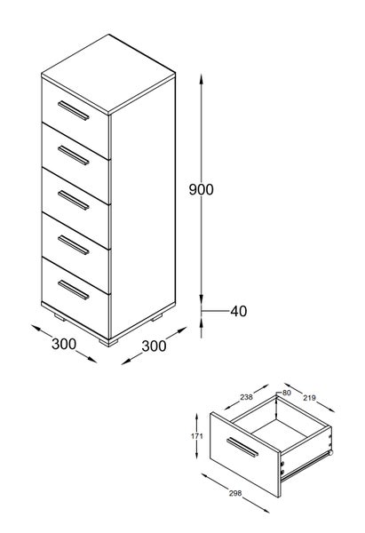 Holz Badmöbel Schubladen Badschrank Kommode Zalo M