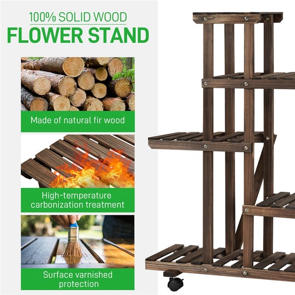 Blumenständer aus massivem Holz mit mehreren Ebenen