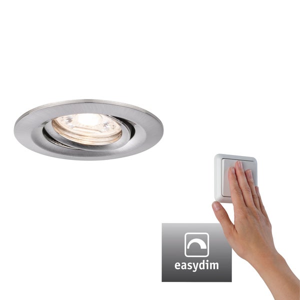 LED Einbauleuchte Easy Dim Nova Mini Plus Coin Einzelleuchte schwenkbar rund 66mm 15° Coin 4,2W 300lm 230V dimmbar 2700K Eisen gebürstet