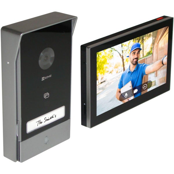 EZVIZ Video-Türsprechanlage Set mit Außenstation inklusive Kamera und Innenstation mit Monitor zur Kommunikation mit Besuchern.