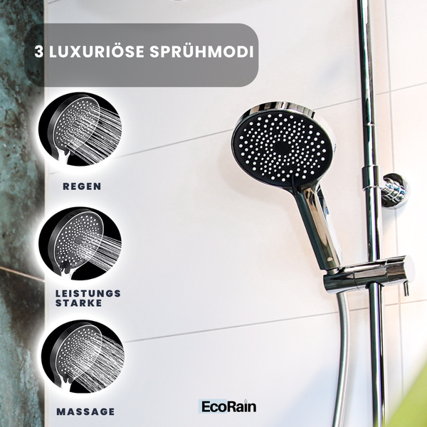 EcoRain 30% Wassersparender Regendusch-Duschset Melvin 30 CM - Handbrause 13 CM - Hoher Druck - Universell - Anti-Kalk Duschkopf - Chrom