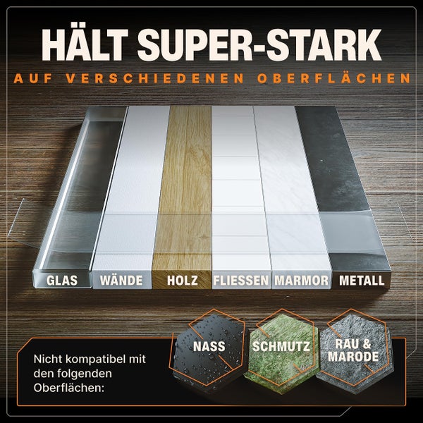 BAURIX® Nano-Tape Doppelseitig [3m] I Doppelseitiges Klebeband Extra Stark I Waschbares Alien Silikon Nano-Klebeband Transparent