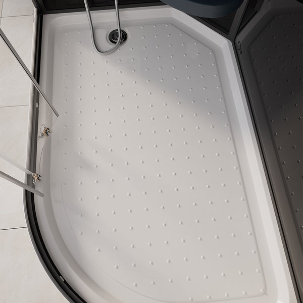 Home Deluxe - Komplettdusche BLACK PEARL - Maße: 120 x 80 cm Rechts - inkl. Regendusche, Radio und Zubehör I Duschtempel Fertigdusche, Dusche, Duschtempel
