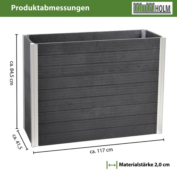 Pflanzkasten lang 117 x 41,5 x 84,5 cm Holzoptik bis 226 Liter Holzoptik Pflanzkübel Sichtschutz     Übertopf