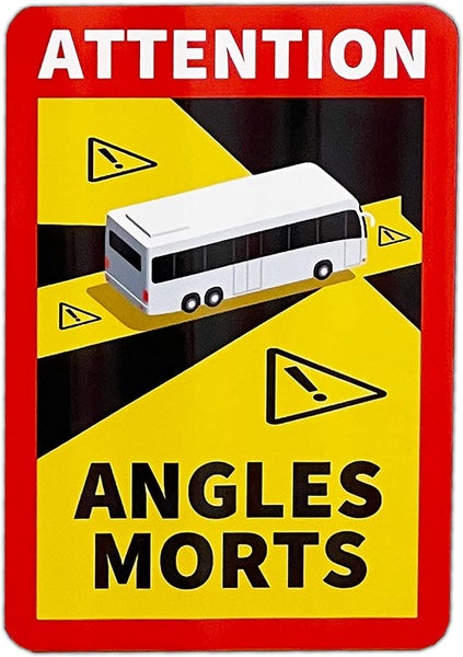 UvV Schild Toter Winkel Angles Morts Frankreich 250 x 170 für BUS & CAMPER geeignet / Magnetfolie