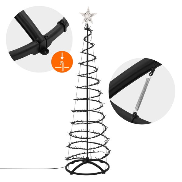 LED Weihnachtsbaum in Spiralform mit Sternspitze inklusive Montagezubehör und Details zu Aufbau und Befestigung