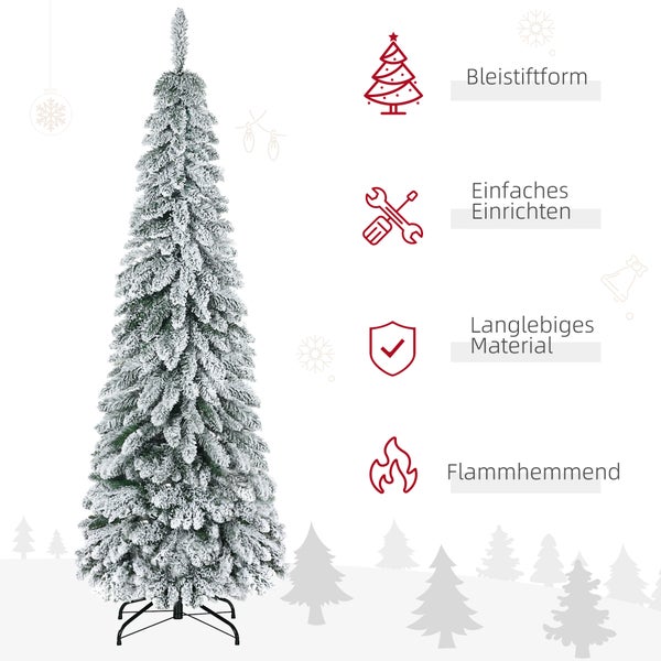 HOMCOM Künstlicher Weihnachtsbaum, 74L x 74B x 180H cm, Kunststoff, Stahl, Grün