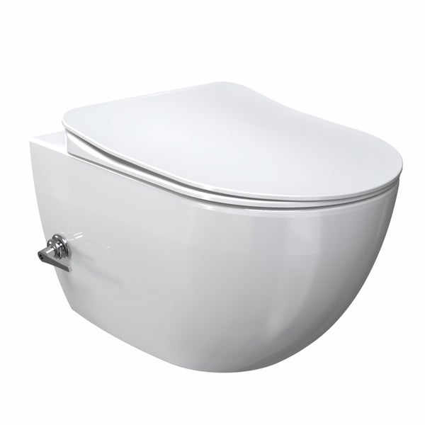 Aqua Bagno Taharet Hänge-Dusch-WC 10.32.10.02.KTV – Spülrandlos mit integrierter Armatur