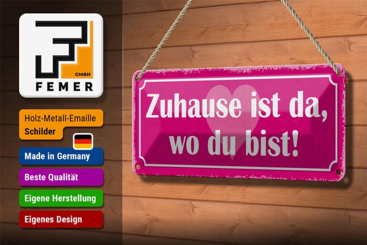 Blechschild Spruch 27x10cm Zuhause ist da wo du bist Dekoration