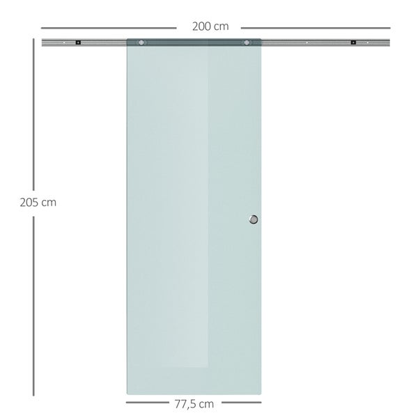 HOMCOM Glasschiebetür Schiebetür Glastür Zimmertür Mattglas 775 / 900 / 1025 x 2050 mm