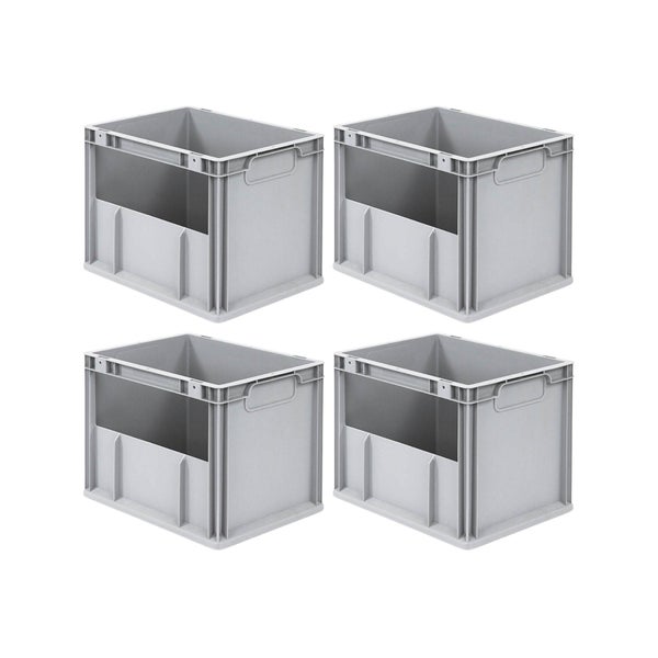 PROREGAL SuperSparSet 4x Eurobox NextGen Insight HxBxT 32 x 30 x 40 cm 30 Liter Seite Offen Eurobehälter Transportbox