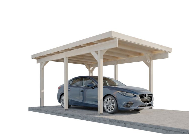 Alpholz Einzelcarport Malmö Carport aus Holz, Unterstand Überdachung, Naturbelassen