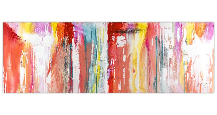 Handgemaltes Gemälde Acrylfarbe 150x50cm Rot