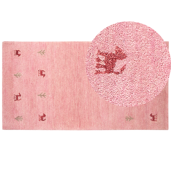 Teppich YULAFI Rosa 80 x 150 cm Wolle Gabbeh