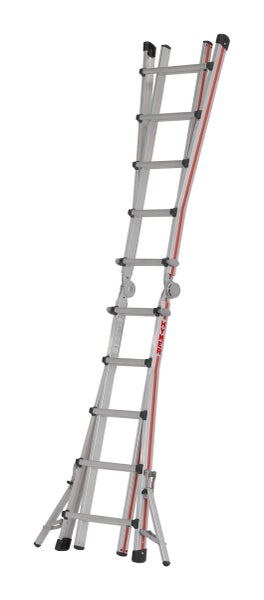 Aluminium Mehrzweckleiter mit Sprossen und roter Markierung