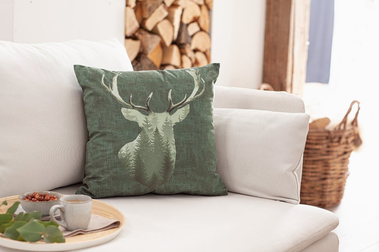 FRANK FLECHTWAREN | Kissenhülle Waldhirsch, POLYESTER, 45 x 45 cm, ohne Füllung, passendes Innenkissen Art. Nr. 33.016.8