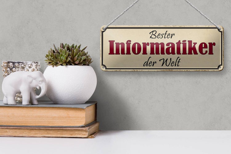 Blechschild Spruch 27x10cm bester Informatiker der Welt Dekoration