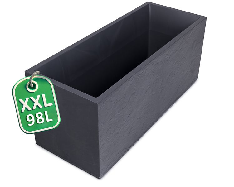 Ondis24 Pflanzkübel Vulkan 100 Blumentopf doppelwandig anthrazit, Blumentopf, Pflanzgefäß