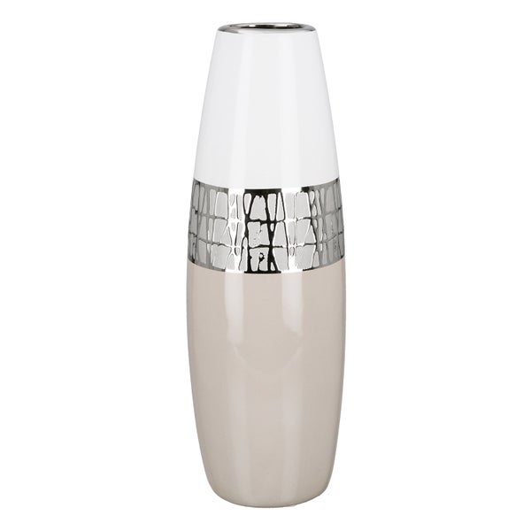 Vase GILDE Höhe 36 cm beige, weiß Keramik
