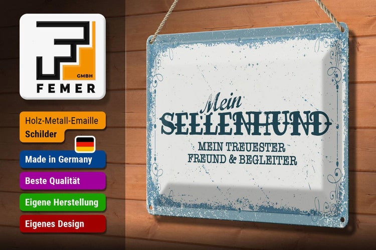 Blechschild Spruch 30x20cm Mein Seelenhund mein treuester
