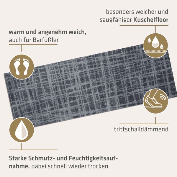 Akzente Feel Badematte mit Motiv in Grau Fußmatte 35 x 100 cm, rutschfest, saugfähig