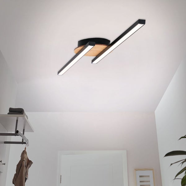 BRILONER Go LED Deckenleuchte, Warmweißes Licht, schwarz, 56 x 12 x 3,7 cm