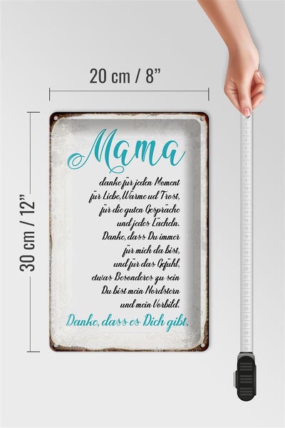 Blechschild Spruch 20x30cm Mama Danke dass es Dich gibt