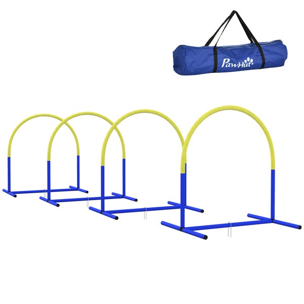 PawHut Hund Agility Set, 88L x 64B x 95H cm, PE, ABS, Blau+Gelb