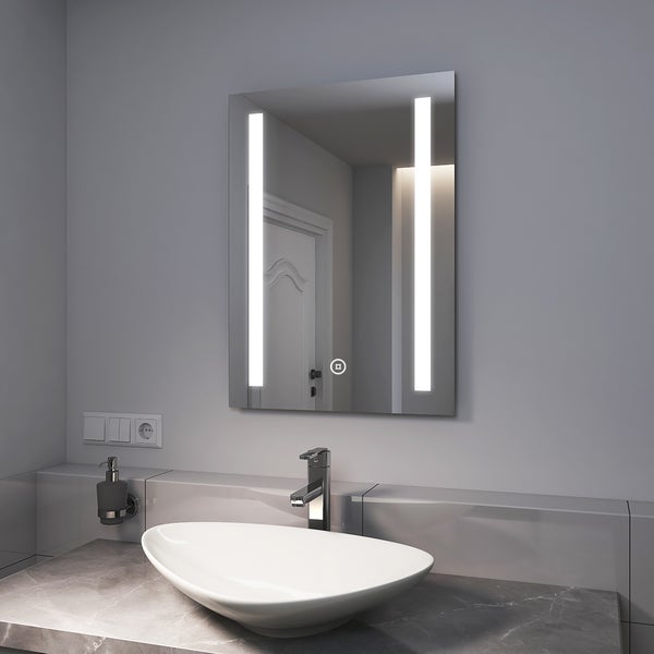 EMKE LED Badspiegel 50x70cm Badezimmerspiegel mit Kaltweißer Beleuchtung Touch-schalter und Beschlagfrei