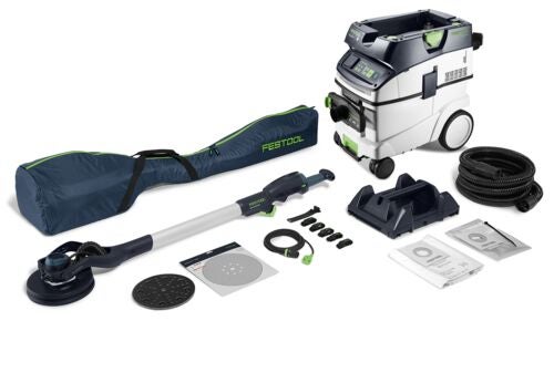 Festool Set bestehend aus Langhalsschleifer PLANEX und Absaugmobil für professionelle Schleifarbeiten.