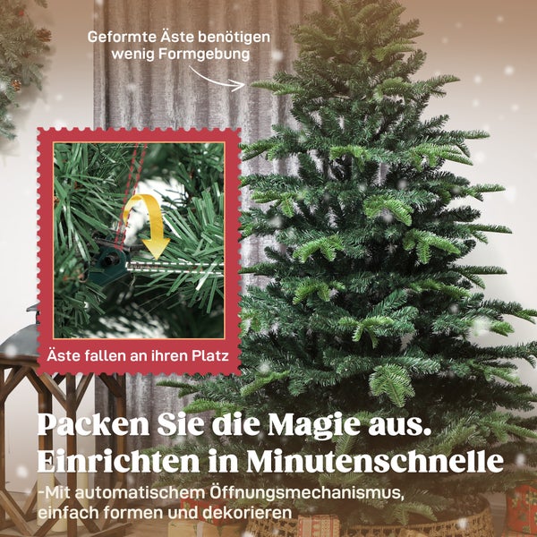 Künstlicher Weihnachtsbaum mit automatischem Öffnungsmechanismus der Äste für einen schnellen Aufbau.