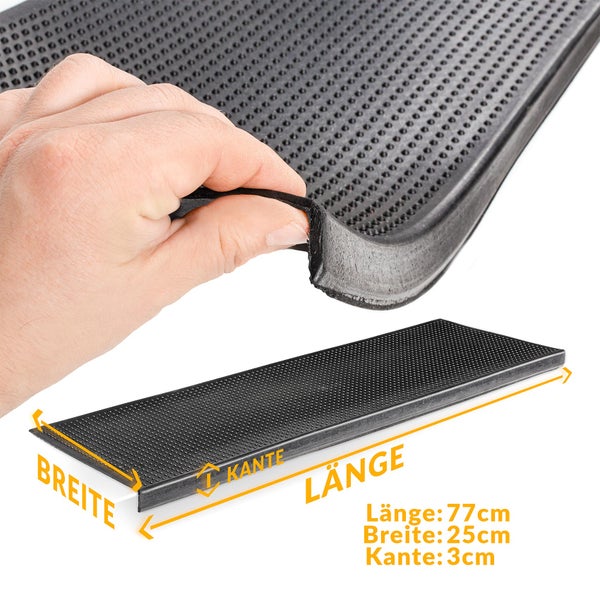 Stufenmatte aus Gummi Treppenschutz Stufenschutz 25x77cm Pins Schwarz