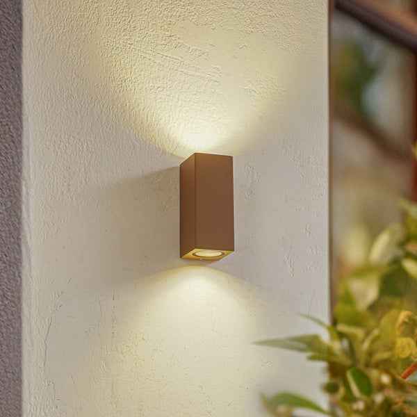 Lucande Wandleuchte außen Xava (Modern) in Braun aus Aluminium (2 flammig, GU10) - Außenwandleuchten Wandlampe Led Außenlampe Outdoor für Außenwand/Hauswand Haus Terrasse & Balkon