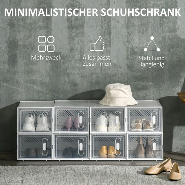 HOMCOM Modulares Regalsystem mit 8 Fächern, Steckregal, 25 cm x 35 cm x 19 cm, Transparent
