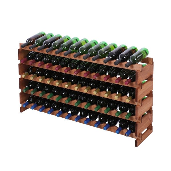 Weinregal VINOTECA FLEX PRO HxBxT 65x123x28cm 60 Flaschen auf 5 Ebenen Massives Kiefernholz Braun geölt