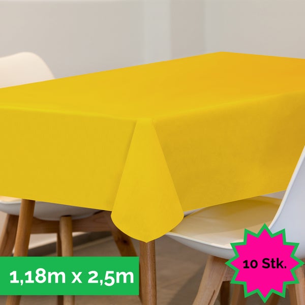 Sensalux Tischdecke, abwaschbar, Vorteilspack, 10 Stück, 1,18m x 2,5m, Gelb