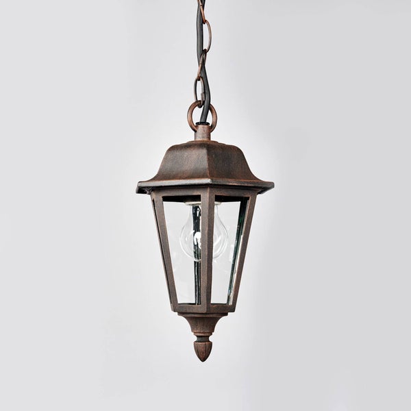 Lindby Hängelampe aussen Laterne rostbraun, Hängeleuchte spritzwassergeschützt IP44 1xE27 max. 60W ohne Leuchtmittel Aussenlampe antik Look