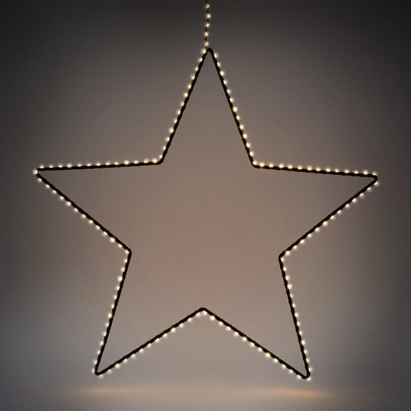 ECD Germany LED-Weihnachtsstern mit 204 warmweißen LEDs, 58cm, Strombetrieben, aus Metall, Innen/Außen IP44 Wasserdicht, Weihnachten Micro-LED Stern zum Aufhängen, Weihnachtsdeko Dekostern Fensterdeko