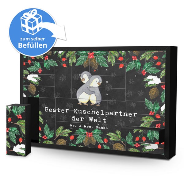 Mr. & Mrs. Panda Befüllbarer Adventskalender Pinguin Bester Kuschelpartner der Welt - Schwarz