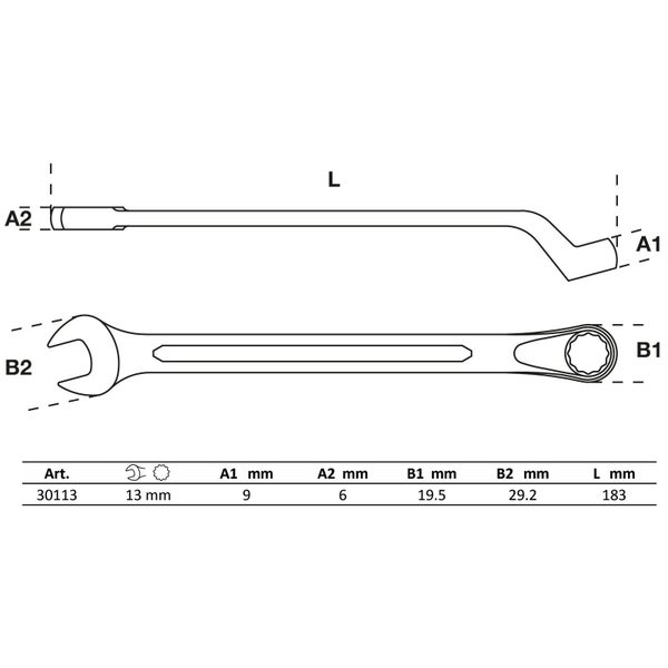 BGS Maul-Ringschlüssel gekröpft SW 13 mm - 30113