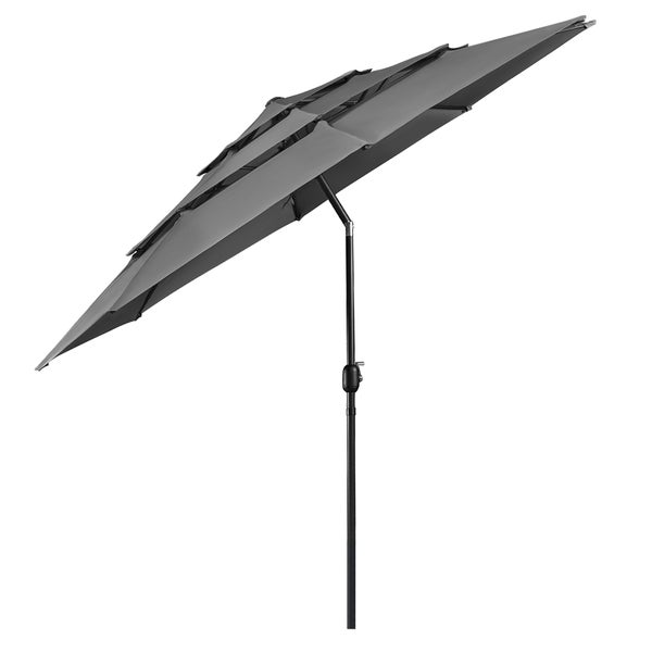 Grauer Gartenschirm mit Ständer