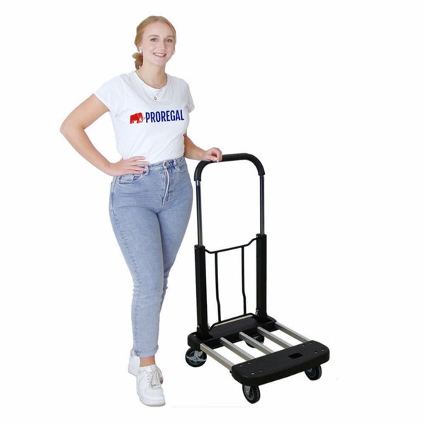 PROREGAL Klappbarer Profi-Transportwagen TAURUS 150 | HxBxT 97x46x76cm | Traglast 150kg | Höhenverstellbarer Griff | Transporthilfe Klappwagen