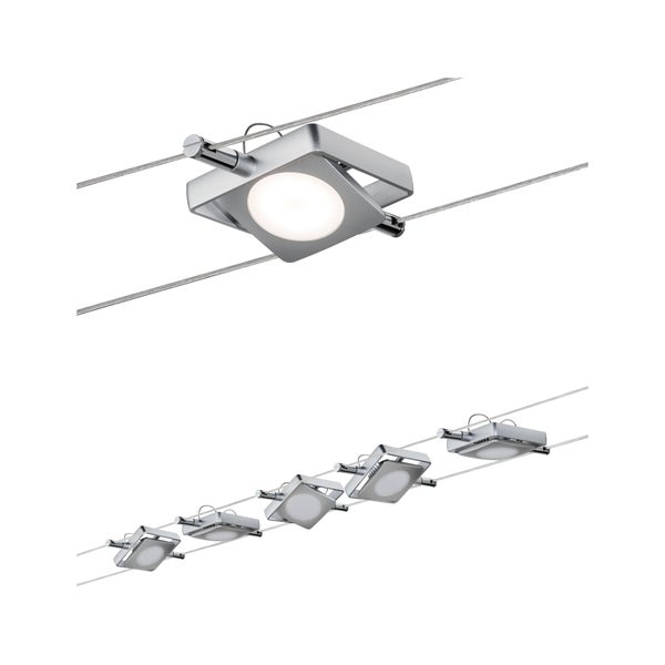LED Seilsystem MacLED Basisset 5x200lm 5x4,3W 2700K 230/12V Chrom matt