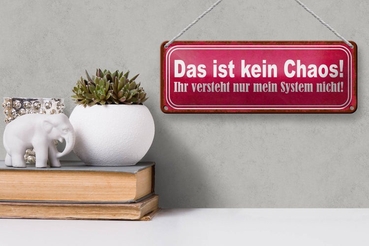 Blechschild Spruch 27x10cm das ist kein Chaos nur System Dekoration