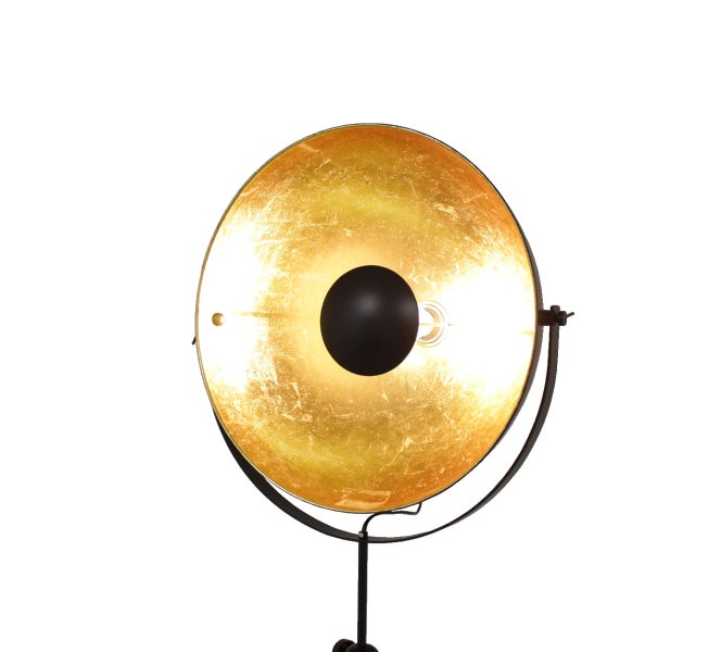 Retro Stehleuchte Dreibein Studioleuchte Big Alona schwarz & gold 10593