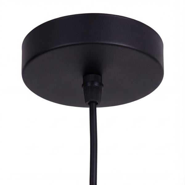 Runder schwarzer Deckenbaldachin für Pendelleuchten mit integrierter Kabelzugentlastung.